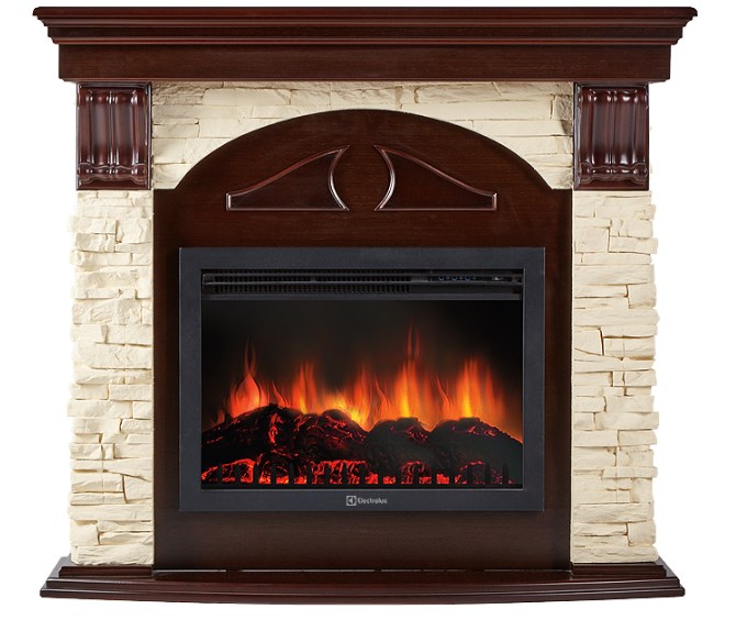 Портал Firelight Torre 25S камень слоновая кость, шпон темный дуб